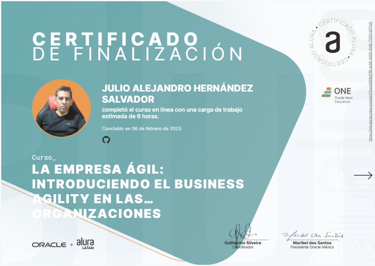 Certificado ONE - Empresa ágil